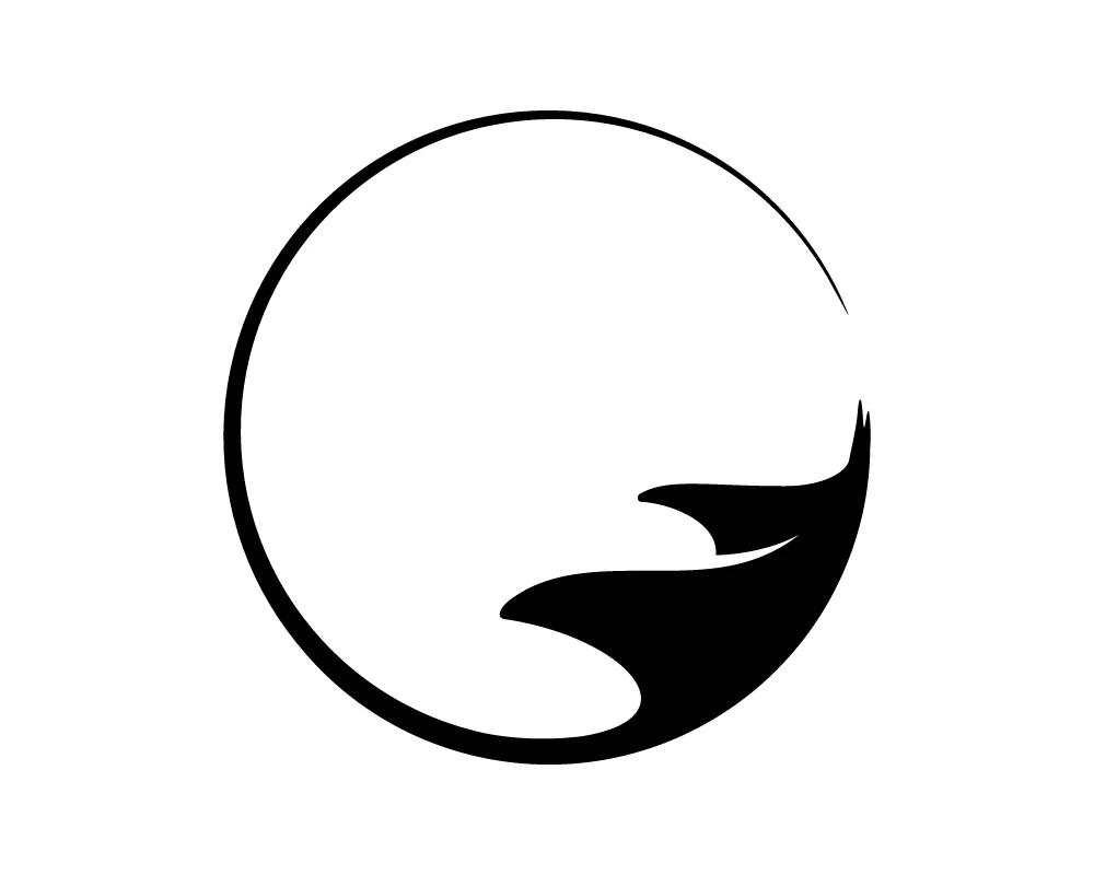 Minimalist black stingray silhouette inside a circular outline.