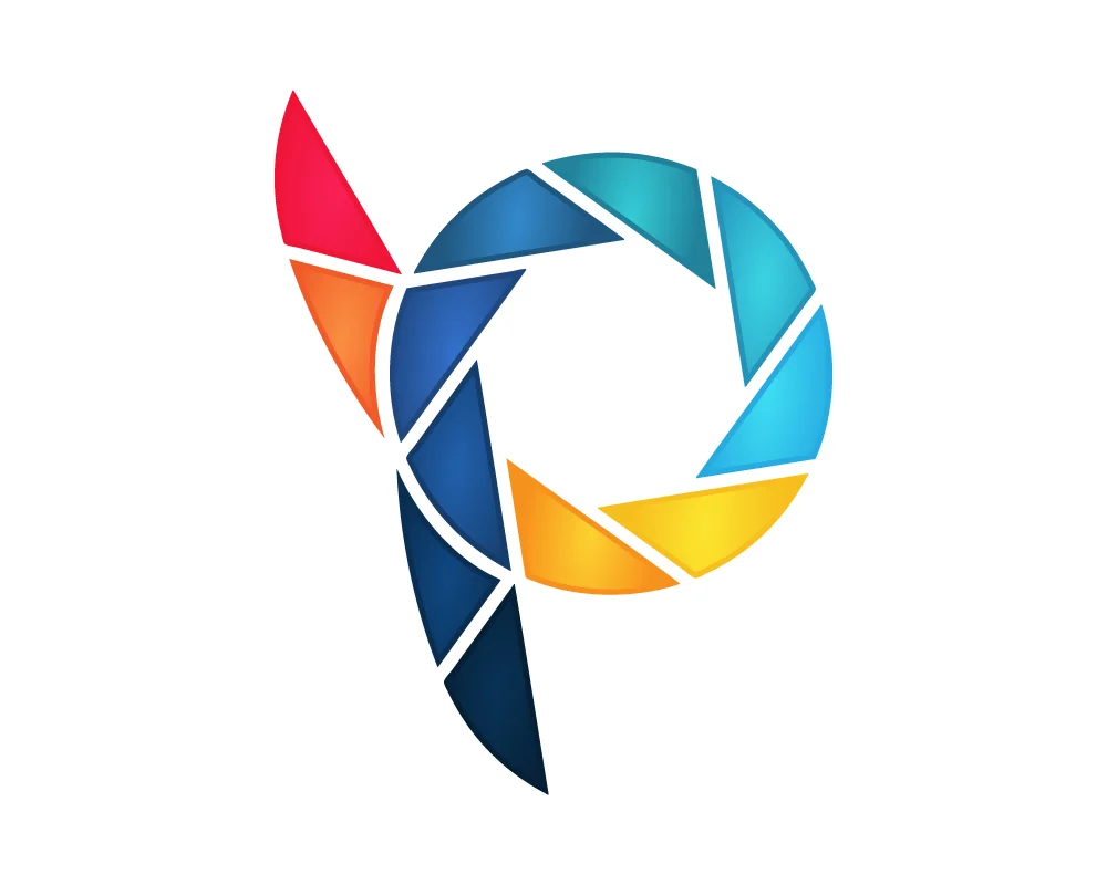 Clean and modern “P” logo with dynamic geometric shapes