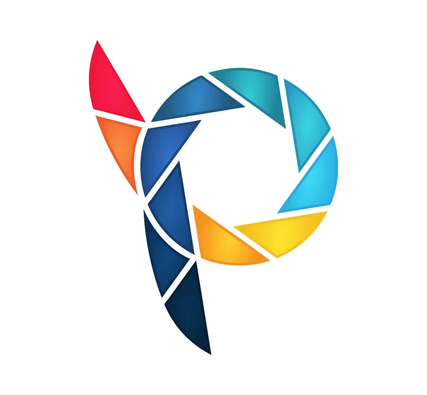 Clean and modern “P” logo with dynamic geometric shapes